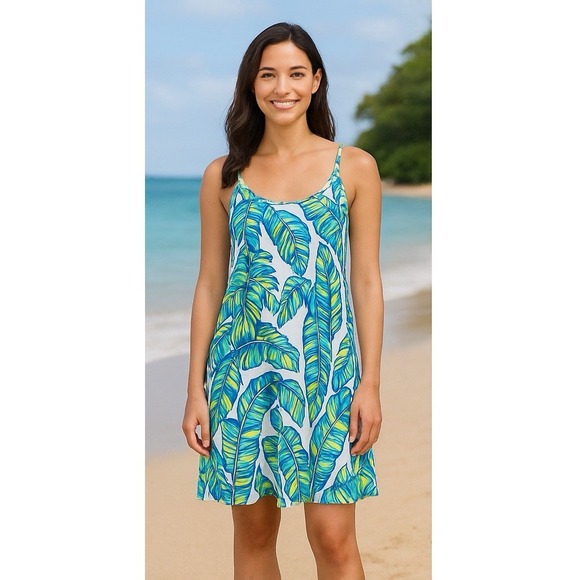 Tori Richard XS Tropical Palm Print Dress – Made in Hawaii – Modal Spandex Blend - Picture 1 of 12
